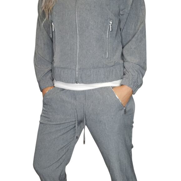 Gray Tracksuit Womens Small Calvin Klein Lightweight Sweater Full Zip Joggers - Picture 3 of 16